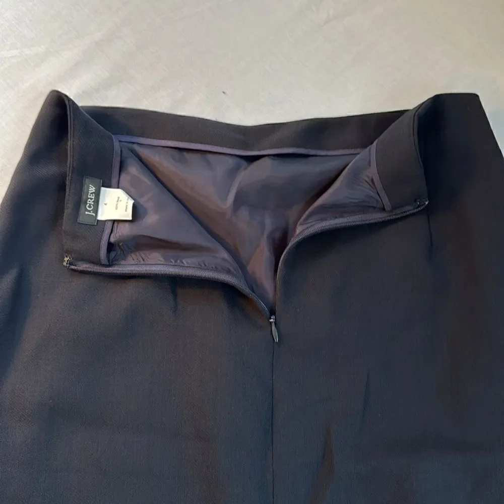 J. Crew black lined wool crepe suit skirt 21” long 13” waist zip back